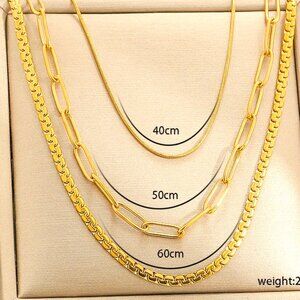18K GOLD DIPPED 3 DIFFERENT CHAINS NECKLACE. tHERE ARE 7 KINDS,. THIS IS #05